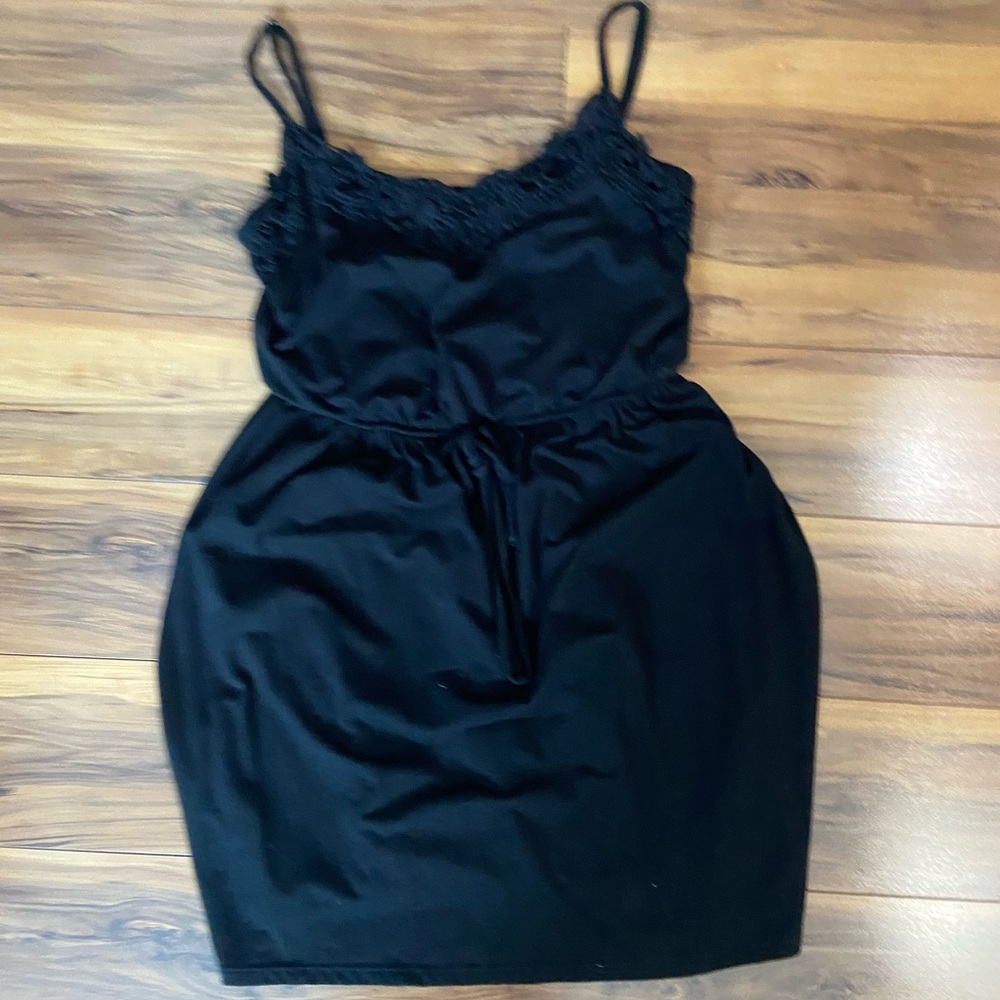 Black lace and tie dress